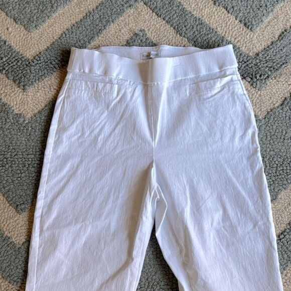 Kim Rogers White Capri Scalloped Trim Pull On Stretch Pants Size 10 - Picture 5 of 7